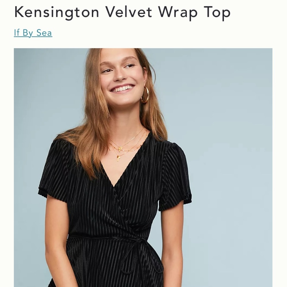 Anthropologie If by Sea Kensington velvet wrap top
